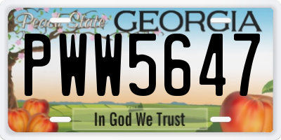 GA license plate PWW5647