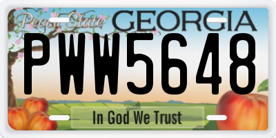 GA license plate PWW5648