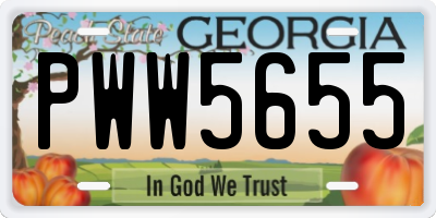 GA license plate PWW5655