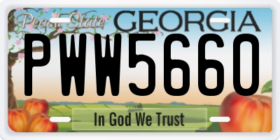GA license plate PWW5660