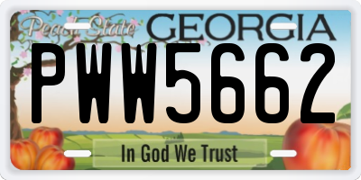 GA license plate PWW5662