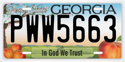 GA license plate PWW5663