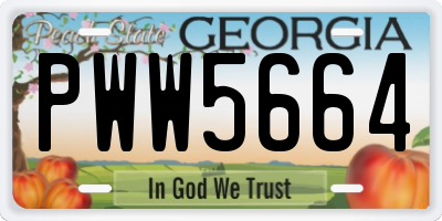 GA license plate PWW5664
