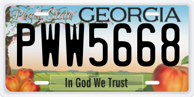 GA license plate PWW5668