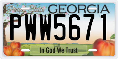 GA license plate PWW5671