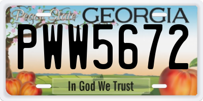 GA license plate PWW5672