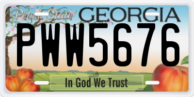 GA license plate PWW5676