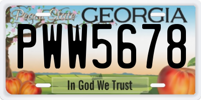 GA license plate PWW5678