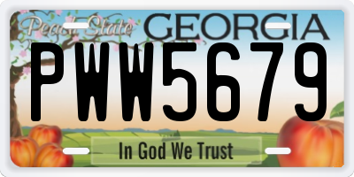 GA license plate PWW5679