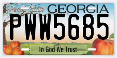 GA license plate PWW5685