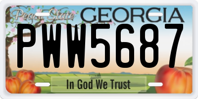 GA license plate PWW5687