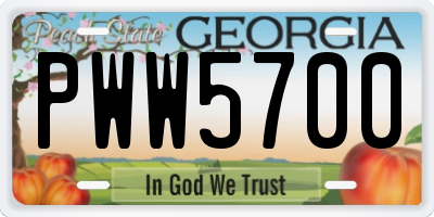 GA license plate PWW5700