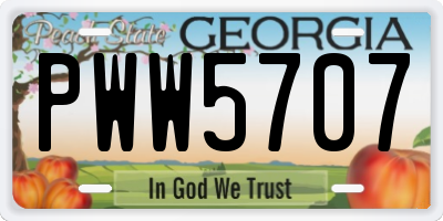 GA license plate PWW5707