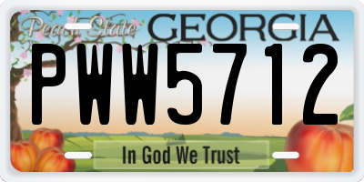GA license plate PWW5712
