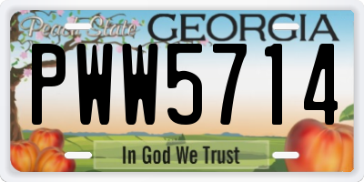 GA license plate PWW5714