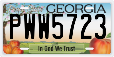 GA license plate PWW5723