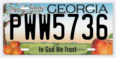 GA license plate PWW5736