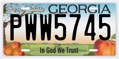 GA license plate PWW5745