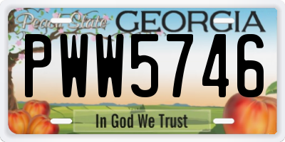 GA license plate PWW5746