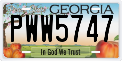 GA license plate PWW5747