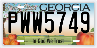 GA license plate PWW5749