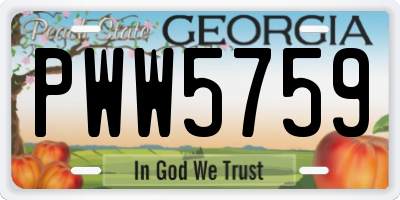 GA license plate PWW5759