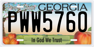 GA license plate PWW5760