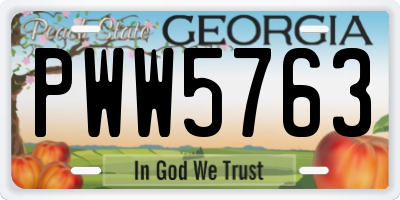 GA license plate PWW5763
