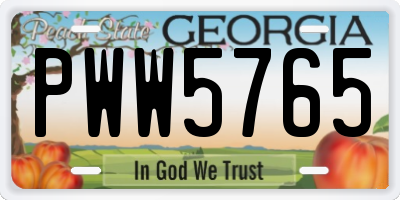 GA license plate PWW5765