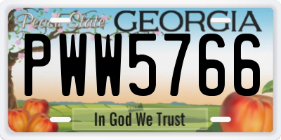 GA license plate PWW5766