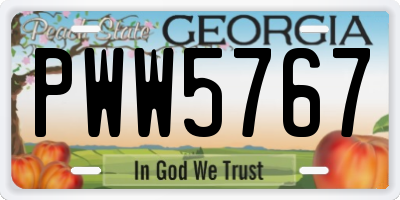 GA license plate PWW5767