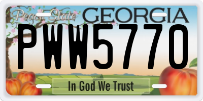 GA license plate PWW5770