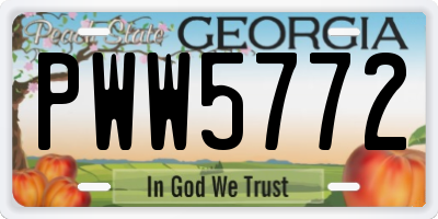 GA license plate PWW5772