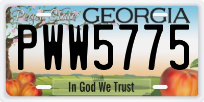 GA license plate PWW5775