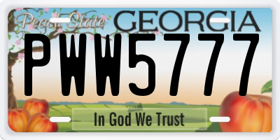 GA license plate PWW5777
