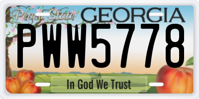 GA license plate PWW5778