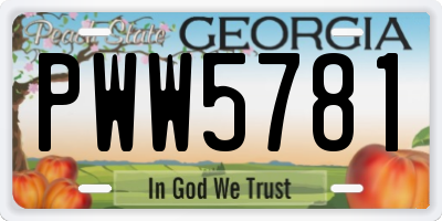 GA license plate PWW5781