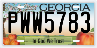 GA license plate PWW5783