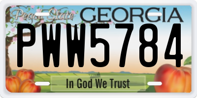 GA license plate PWW5784