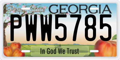 GA license plate PWW5785