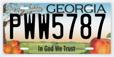 GA license plate PWW5787
