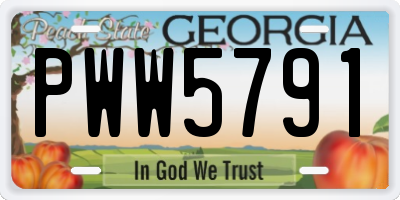 GA license plate PWW5791