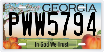 GA license plate PWW5794