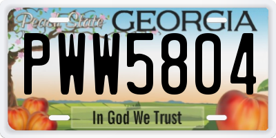 GA license plate PWW5804