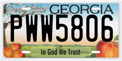 GA license plate PWW5806