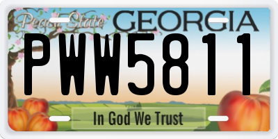 GA license plate PWW5811