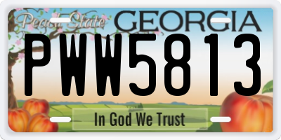 GA license plate PWW5813