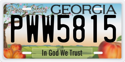GA license plate PWW5815