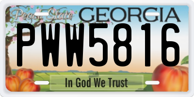 GA license plate PWW5816