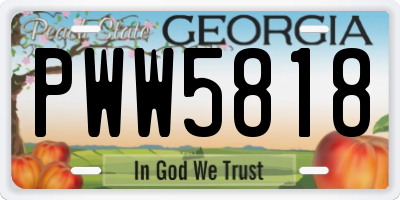 GA license plate PWW5818